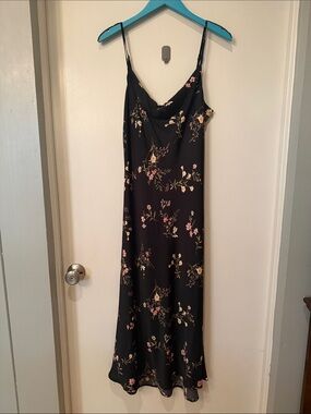 Black Floral Slip Dress with Pink & Cream Blooms Altar’d State Large
